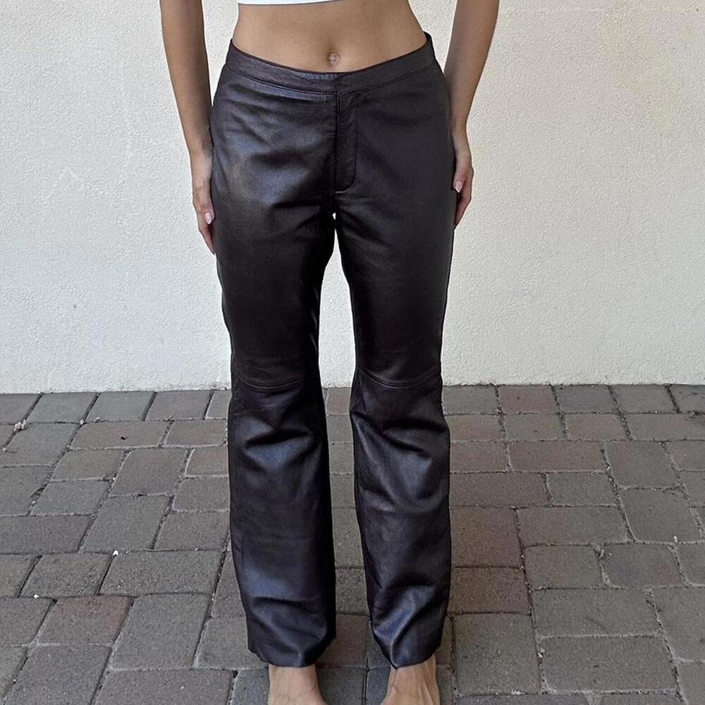 Gorgeous authentic leather pant -  burgundy shimmery gorgeous color and fit
